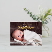 スクリプモダントカスタムベビーガール写真エレガント 箔シーズンポストカード (立ち正面)