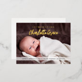 スクリプモダントカスタムベビーガール写真エレガント 箔シーズンポストカード (正面/裏面)