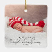 スクリプモダントカスタム初めてのクリスマス セラミックオーナメント (裏面)