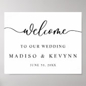 スクリプモダントカップル名の結婚ウェルカムサイン ポスター (正面)