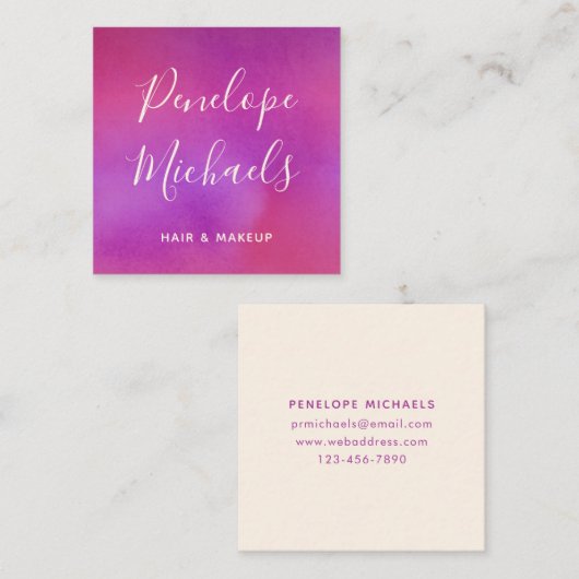 スクリプモダントカラフルの水色 スクエア名刺 (正面/裏面)