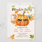 スクリプモダントカラフルカボチャハローウィンパーティ 招待状 (正面)