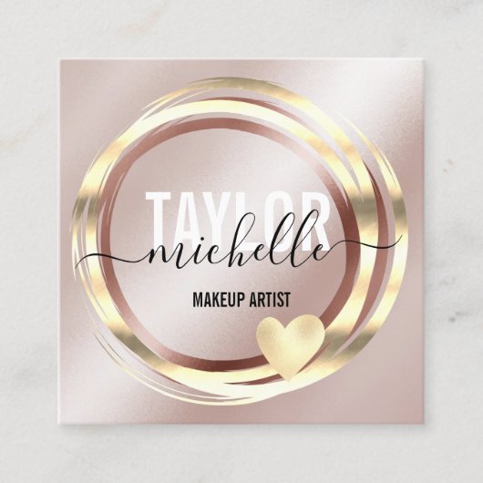 スクリプモダントガーリートレンディーグリッター金ゴールドスクエアバス スクエア名刺 (正面)