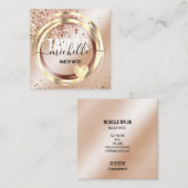 スクリプモダントガーリートレンディーグリッター金ゴールドスクエアバス スクエア名刺 (正面/裏面)