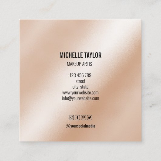 スクリプモダントガーリートレンディーグリッター金ゴールドスクエアバス スクエア名刺 (裏面)