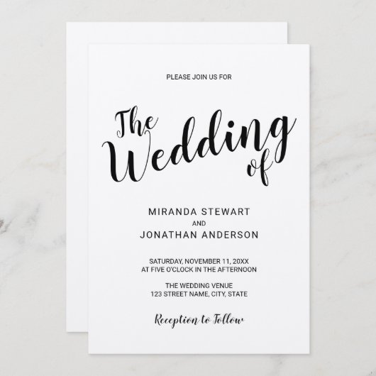 スクリプモダントクラフト紙結婚ズ 招待状 (正面/裏面)