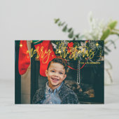 スクリプモダントクリスマスゴールドフォイルフォトホリデー 箔シーズンカード (立ち正面)