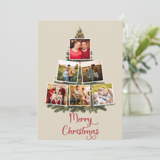 スクリプモダントクリスマスファミリー写真ホリデーカード シーズンカード (スタンド正面)