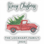 スクリプモダントクリスマスレッドトラックホリデー シール (正面)