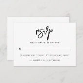 スクリプモダントコンテンポラリー白黒結婚の 出欠カード (正面/裏面)