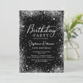スクリプモダントシルバーグリッター30thバースデーブラック 招待状 (スタンド正面)