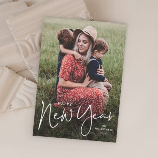 スクリプモダントシンプルの写真新年 シーズンカード