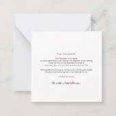 スクリプモダントシンプルの写真結婚の感謝 ノートカード (裏面)