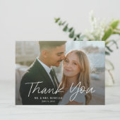 スクリプモダントシンプルの写真結婚の感謝 招待状 (スタンド正面)