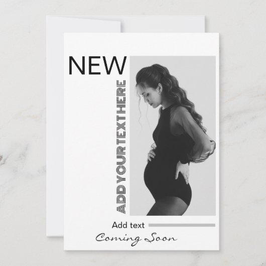 スクリプモダントシンプルタイポグラフィ写真妊娠と 招待状 (正面)