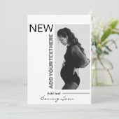 スクリプモダントシンプルタイポグラフィ写真妊娠と 招待状 (スタンド正面)