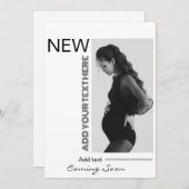 スクリプモダントシンプルタイポグラフィ写真妊娠と 招待状 (正面/裏面)