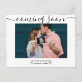 スクリプモダントシンプルタイポグラフィ写真妊娠 案内ポストカード (正面)