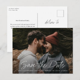 スクリプモダントシンプルフォトウェディング日付の保存 ポストカード