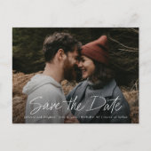 スクリプモダントシンプルフォトウェディング日付の保存 ポストカード (正面)