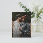 スクリプモダントシンプルフォトウェディング日付の保存 ポストカード (スタンド正面)