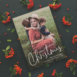 スクリプモダントシンプルフォトクリスマスホリデーカード