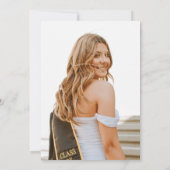 スクリプモダントシンプルフォトブラック卒業パーティー 招待状 (裏面)