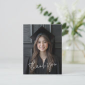 スクリプモダントシンプルフォトブラック卒業 サンキューカード (スタンド正面)