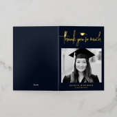 スクリプモダントシンプルフォト卒業ありがとう 箔グリーティングカード (外側レイダウン)