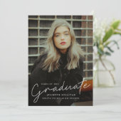 スクリプモダントシンプルフォト卒業パーティー 招待状 (スタンド正面)