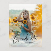 スクリプモダントシンプルフォト卒業 インビテーションポストカード (正面)