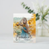 スクリプモダントシンプルフォト卒業 インビテーションポストカード (スタンド正面)