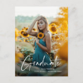 スクリプモダントシンプルフォト卒業 インビテーションポストカード (正面)