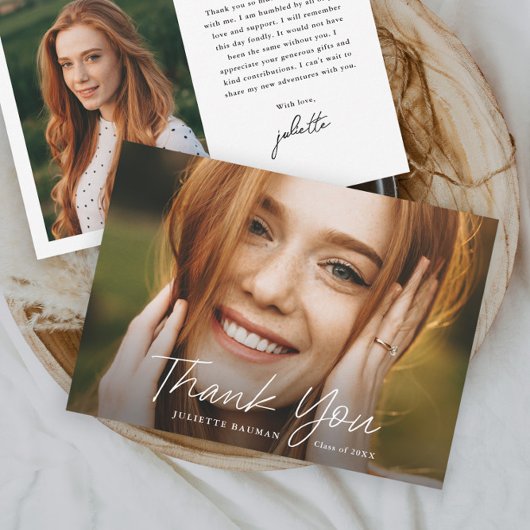 スクリプモダントシンプルフォト卒業 サンキューカード