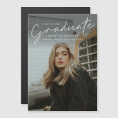 スクリプモダントシンプルフォト卒業 マグネット招待状 (正面/裏面)