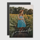 スクリプモダントシンプルフォト卒業 マグネット招待状 (正面/裏面)