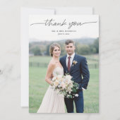 スクリプモダントシンプルフォト結婚のサンキューカード サンキューカード (正面)