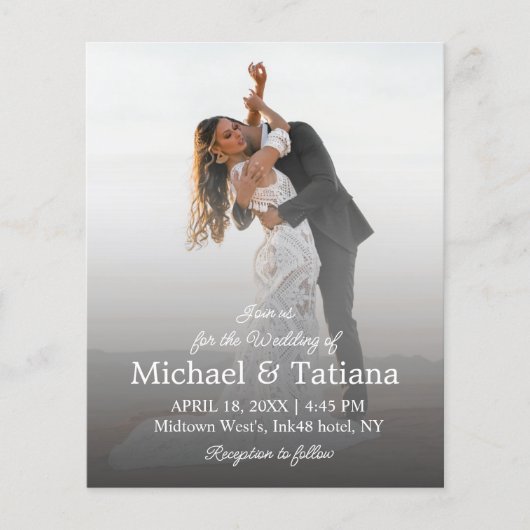 スクリプモダントシンプルフォト結婚式招待状 (正面)