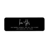 スクリプモダントシンプルブラック結婚の差出人住所 ラベル (正面)