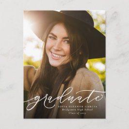 スクリプモダントシンプル写真の卒業 インビテーションポストカード