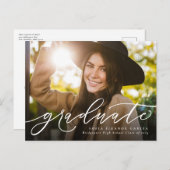 スクリプモダントシンプル写真の卒業 インビテーションポストカード (正面/裏面)