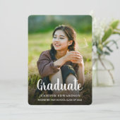 スクリプモダントシンプル写真の卒業 案内状 (スタンド正面)