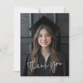 スクリプモダントシンプル写真ホワイト卒業 サンキューカード (正面)
