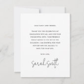 スクリプモダントシンプル写真ホワイト卒業 サンキューカード (裏面)