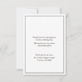 スクリプモダントシンプル結婚の写真ありがとう サンキューカード (裏面)