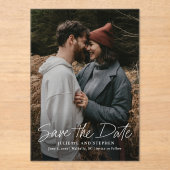 スクリプモダントシンプル結婚の写真の日付の保存 アクリル招待状 (正面)