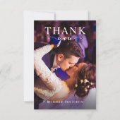 スクリプモダントシンプル結婚の写真エレガント サンキューカード (正面)