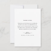 スクリプモダントシンプル結婚の写真エレガント サンキューカード (裏面)