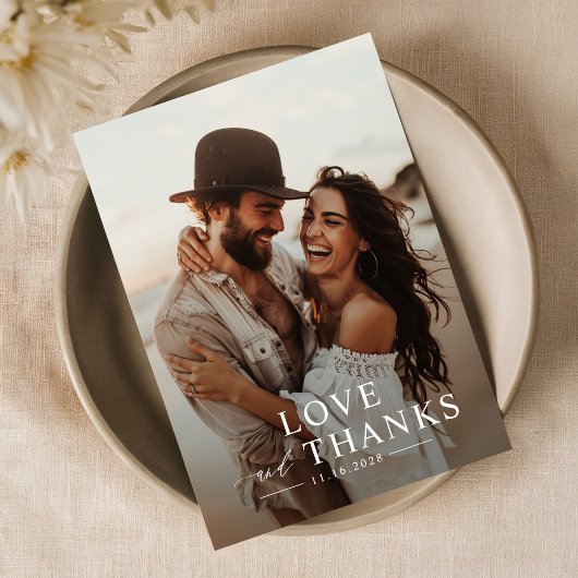 スクリプモダントシンプル結婚の写真 サンキューカード