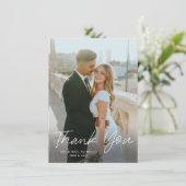 スクリプモダントシンプル2写真結婚の サンキューカード (スタンド正面)